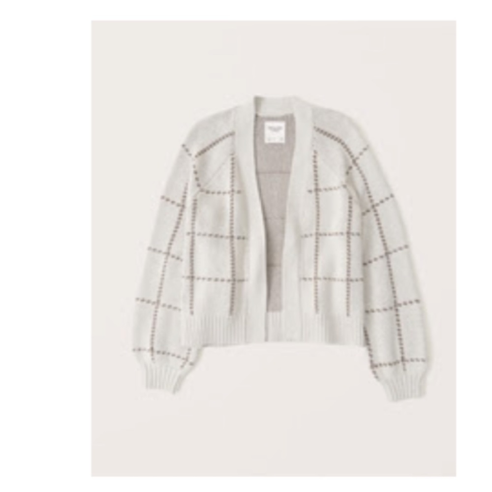 A&F Cream Mid-Length Cardigan Cream Pattern